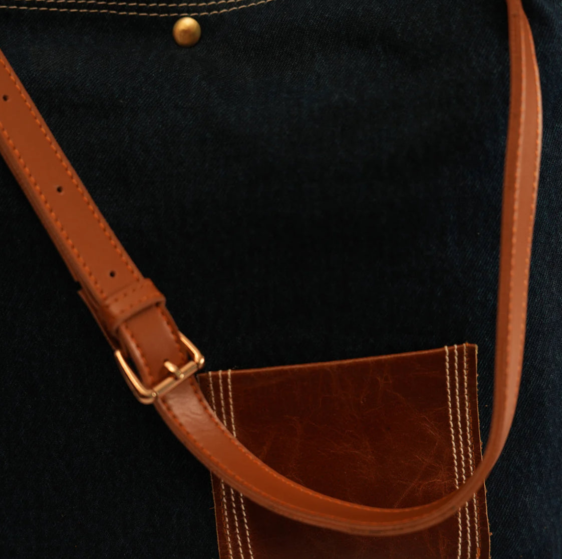 Leather Lilly Pocket Tote - Dark Blue