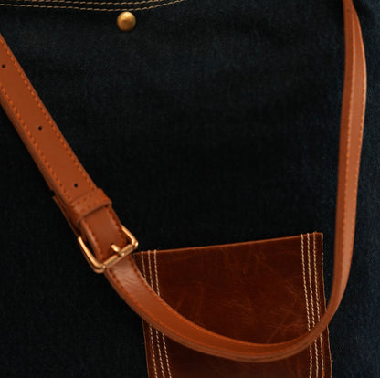 Leather Lilly Pocket Tote - Dark Blue